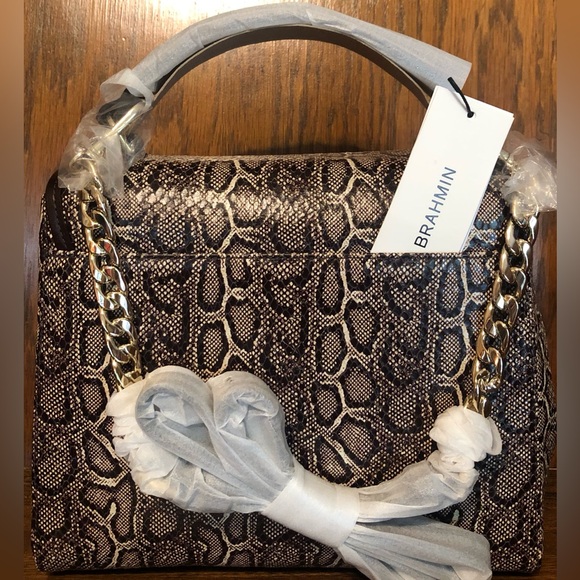 NWT-Brahmin-Rene-Expresso Caswell Satchel-Non Melbourne Croc-Mini Python-$395 - Picture 3 of 16